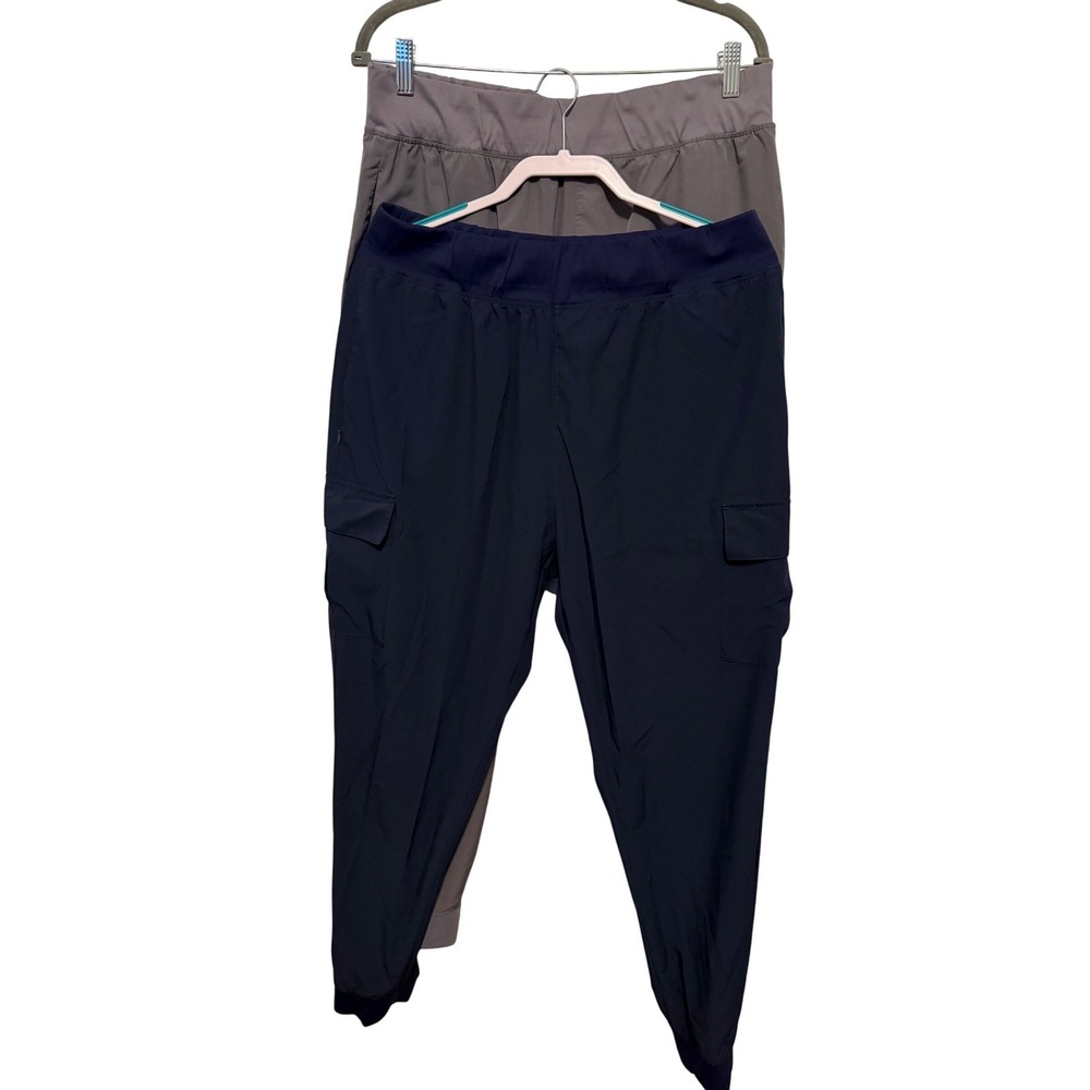 Willit Women's Cargo Jogger Pants Navy Blue Gray‎ XL Elastic Waist Pockets 2pc